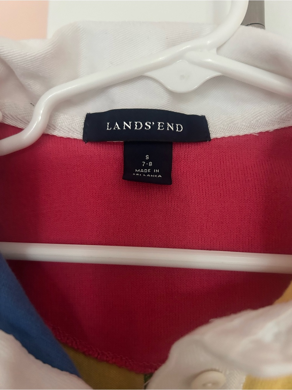 Lands' End Kids' Colorblock Rugby Shirt - Multit size 7/8 - Picture 3 of 6